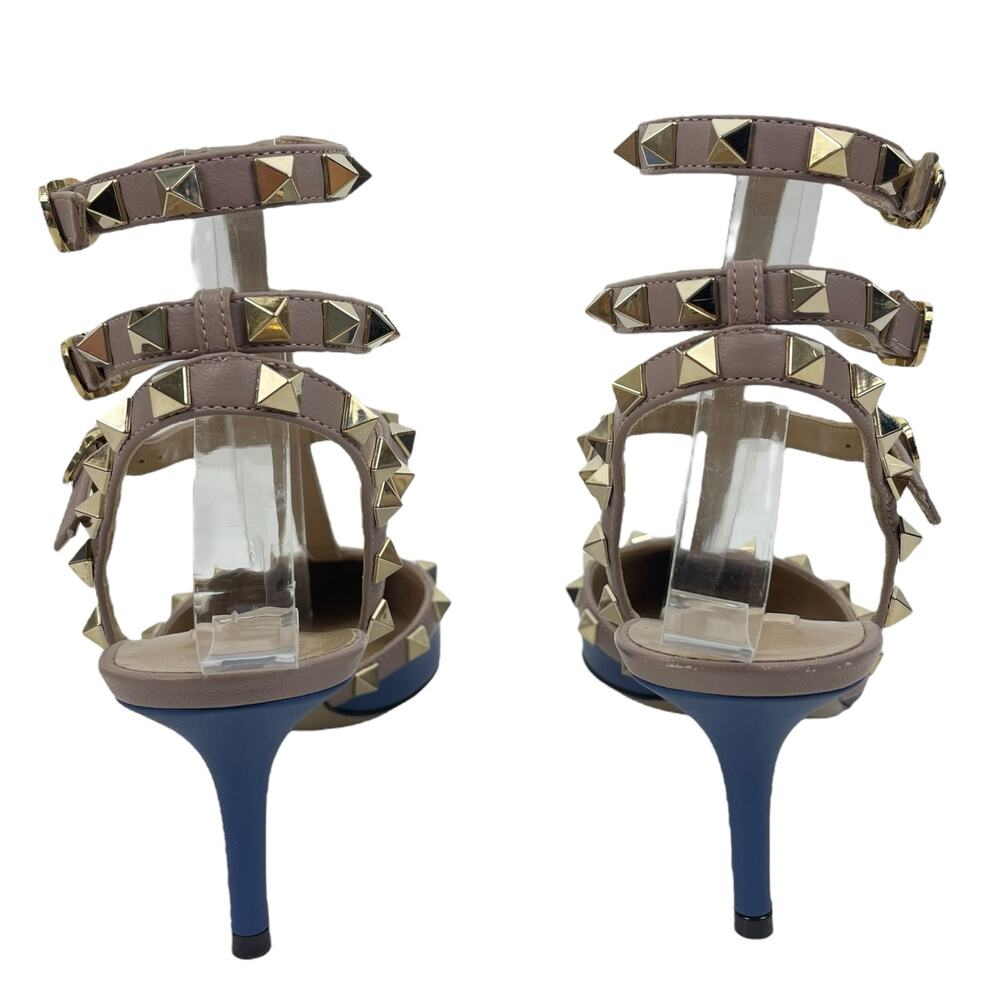 Valentino Garavani Rockstud 65mm Leather Caged Pump Blue Pink Size 36.5 - Picture 8 of 13